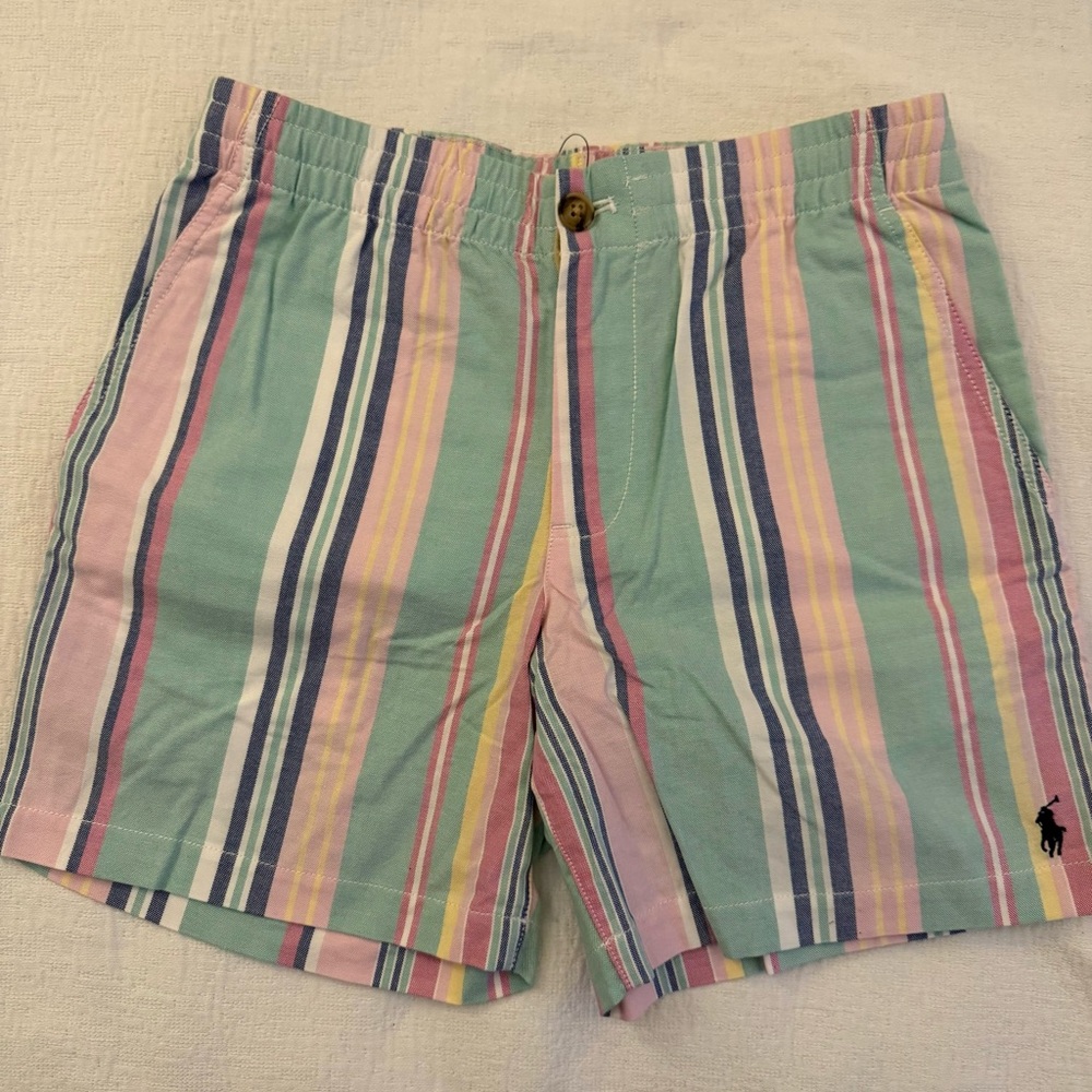 Polo by Ralph Lauren Pink and Green Striped Swim Shorts